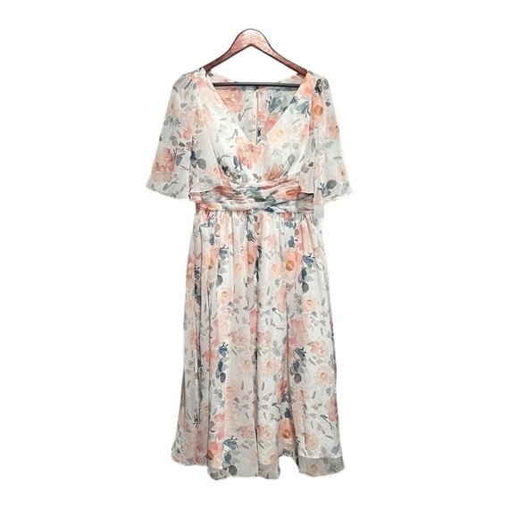 MissJophiel Ruffled Tea Length Pink Bridesmaid, Prom Dress, New with Tags - Picture 2 of 5